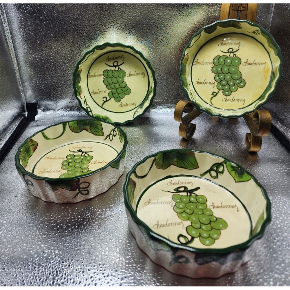 STYLE EYES Grape Writings BAUM BROS Soup/Salad/Cereal Bowls (Set of 4)